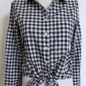 J. Crew Gingham Button Down Shirt Tie Waist new with tag